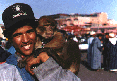 Monkey trainer, Lahcen Demlak, at the public square of Marrakech